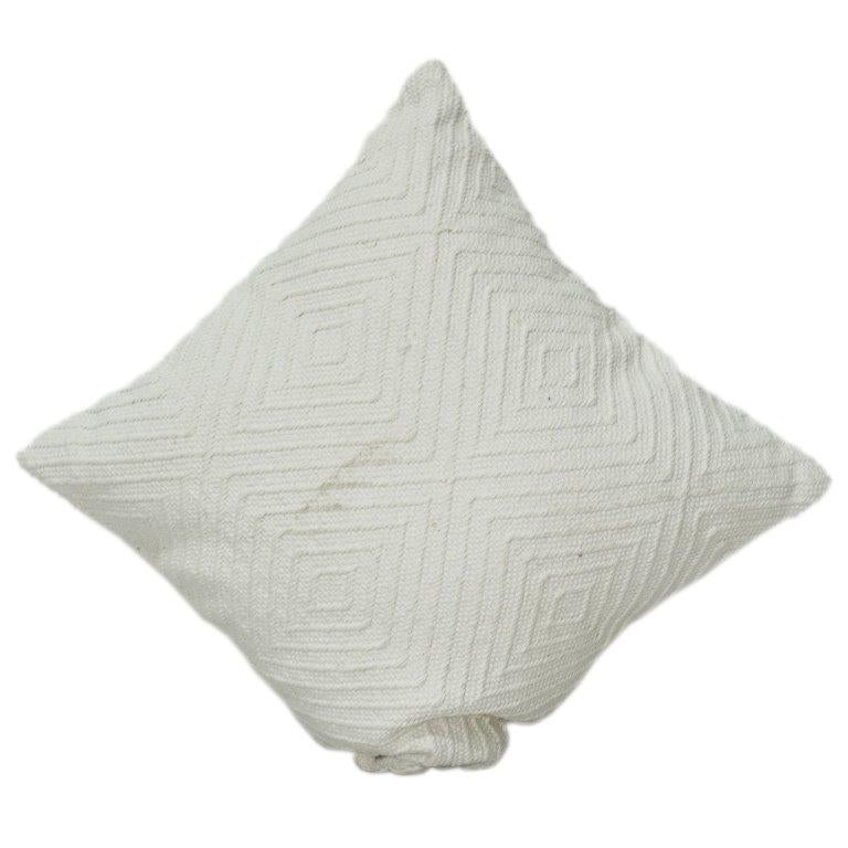 Handmade Cotton Cushion Cover 45x45 cm | Textured Geometric Tufted Design | Off-White Minimal Décor Pillow