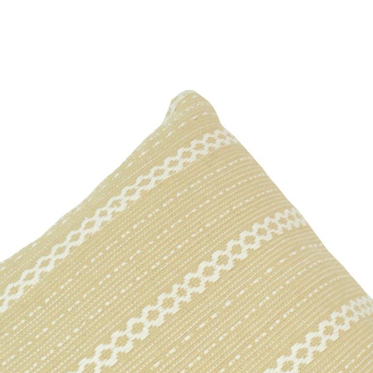 Handwoven Beige Striped Cotton Cushion Cover – 45x45 cm | Minimal Textured Decorative Pillow Cover - Bulk manufacturer & supplier from Panipat, India