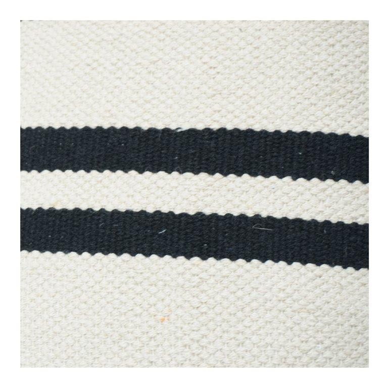 Black & White Geometric Cotton Cushion Cover with Tassels | 45x45 cm | Woven Textured Boho Pillow Cover - Bulk manufacturer & supplier from Panipat, India
