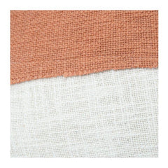 Rust & Ivory Textured Cotton Patchwork Cushion Cover | Frayed Edge Rustic Throw Pillow | 18x18 Inch