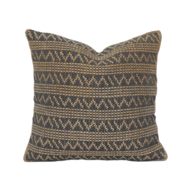 Handwoven Jute Cotton Cushion Cover – Textured Geometric Pattern | Rustic Boho Decorative Pillow Cover (18x18 Inch) - Bulk manufacturer & supplier from Panipat, India