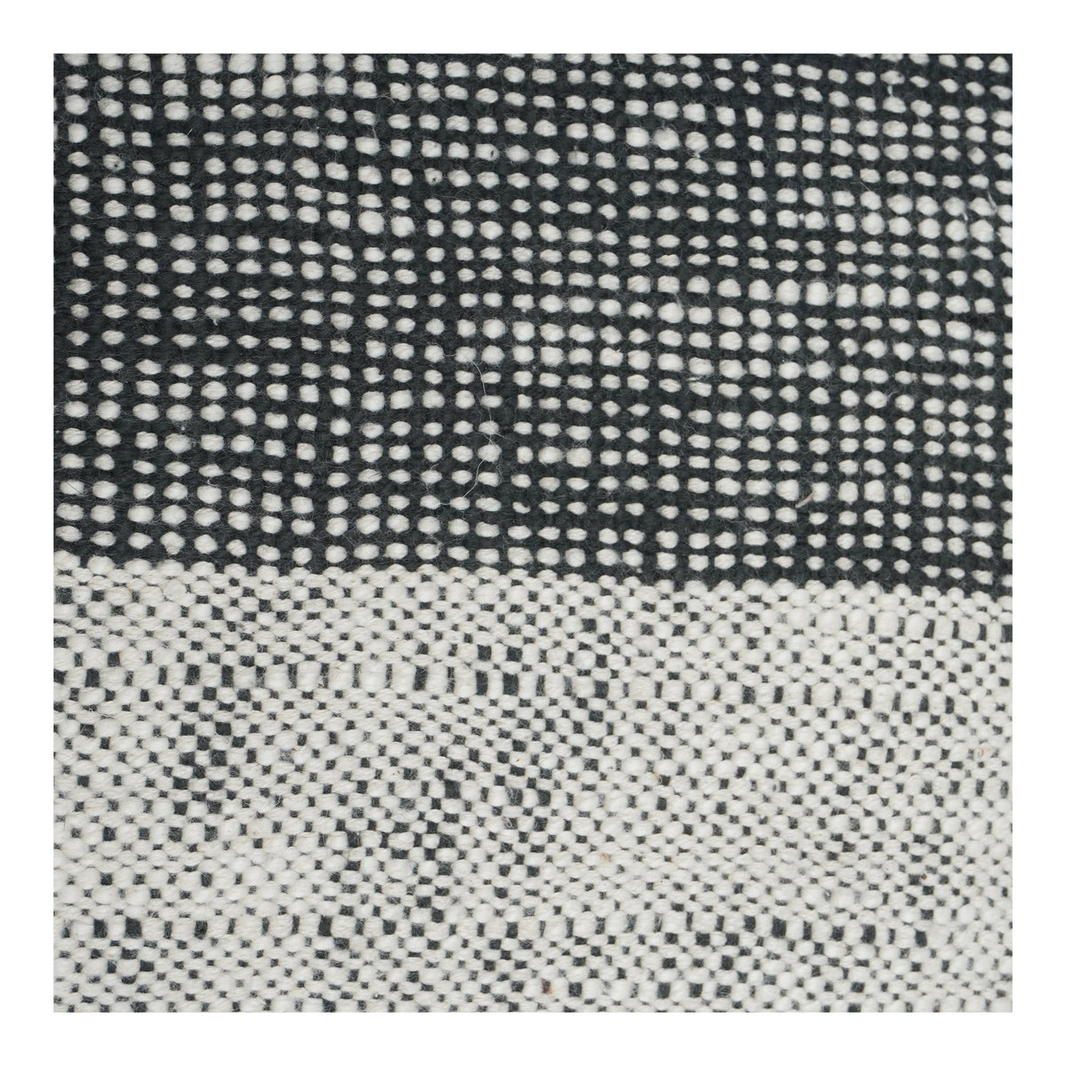 Handwoven Striped Cotton Cushion Cover – Black & Off-White Textured Pillow Case | 18x18 Inch Modern Minimal Décor - Bulk manufacturer & supplier from Panipat, India
