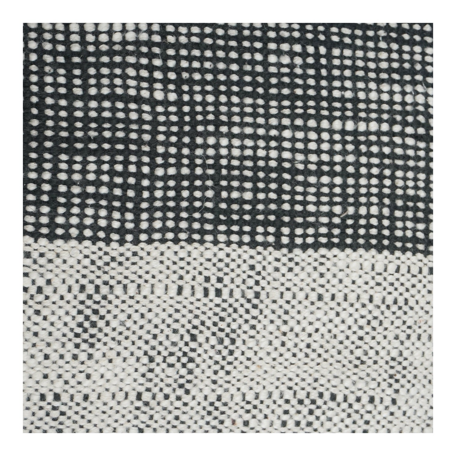 Handwoven Striped Cotton Cushion Cover – Black & Off-White Textured Pillow Case | 18x18 Inch Modern Minimal Décor