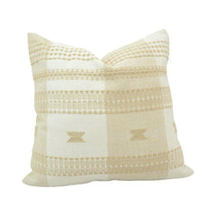 Handwoven Geometric Cotton Cushion Cover – Beige & Ivory Textured Handmade Pillow Cover 45x45 cm