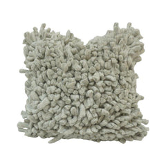 Handwoven Shaggy Texture Cushion Cover – Soft Plush Cotton Throw Pillow Cover | Sage Green | 45x45 cm