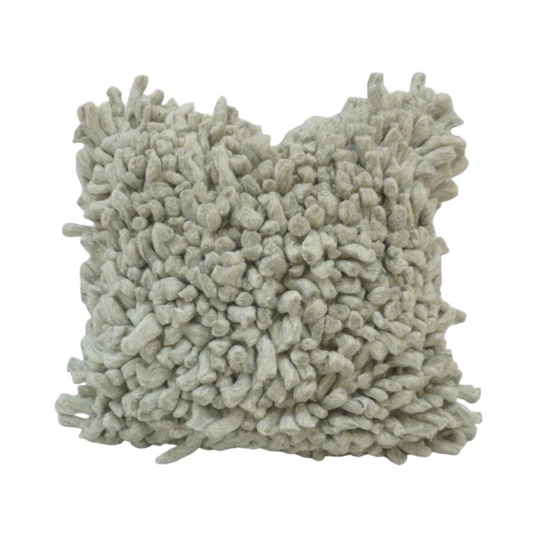 Handwoven Shaggy Texture Cushion Cover – Soft Plush Cotton Throw Pillow Cover | Sage Green | 45x45 cm