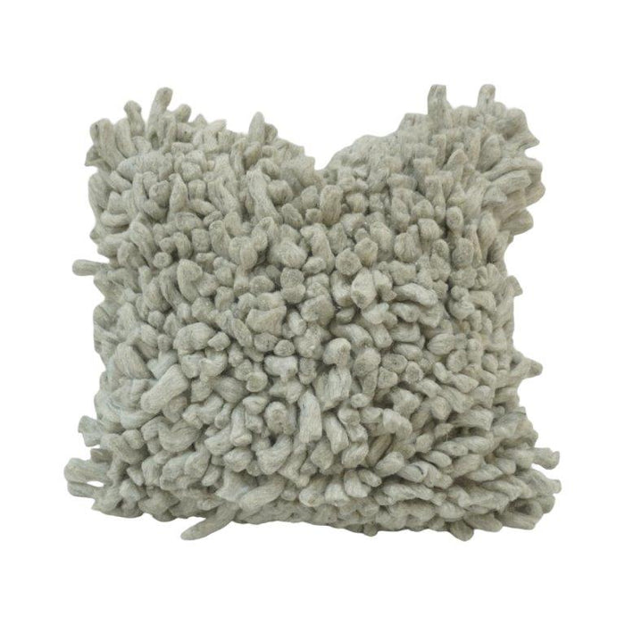 Sage Green Shaggy-Tufted Cotton Cushion Cover 45x45 cm