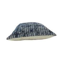 Navy Blue Jacquard Cotton Cushion Cover 45x45 cm | Woven Herringbone Pattern Decorative Pillow Cover