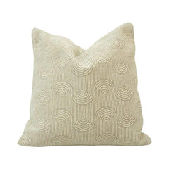 Ivory Jacquard Cotton Cushion Cover 45x45 cm | Geometric Arch Pattern | Textured Decorative Throw Pillow Cover