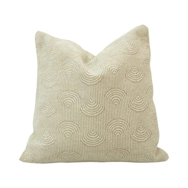 Ivory Jacquard Cotton Cushion Cover 45x45 cm | Geometric Arch Pattern | Textured Decorative Throw Pillow Cover