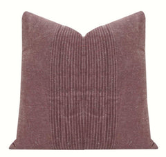 Housse de coussin en coton texturé à rayures | Design tissé minimaliste | Housse d'oreiller décoratif marron bordeaux | 45x45 cm