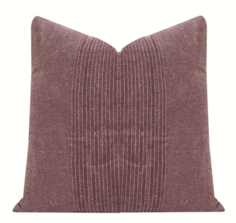 Textured Striped Cotton Cushion Cover | Minimalist Woven Design | Maroon Brown Accent Pillow Cover | 45x45 cm