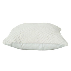 Handmade Cotton Cushion Cover 45x45 cm | Textured Geometric Tufted Design | Off-White Minimal Décor Pillow
