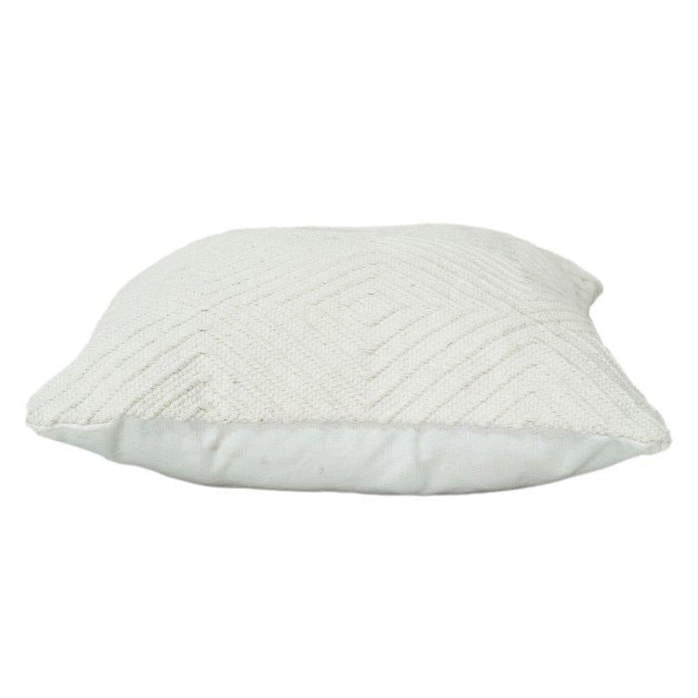 Handmade Cotton Cushion Cover 45x45 cm | Textured Geometric Tufted Design | Off-White Minimal Décor Pillow