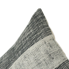 Handwoven Striped Cotton Cushion Cover – Black & Off-White Textured Pillow Case | 18x18 Inch Modern Minimal Décor
