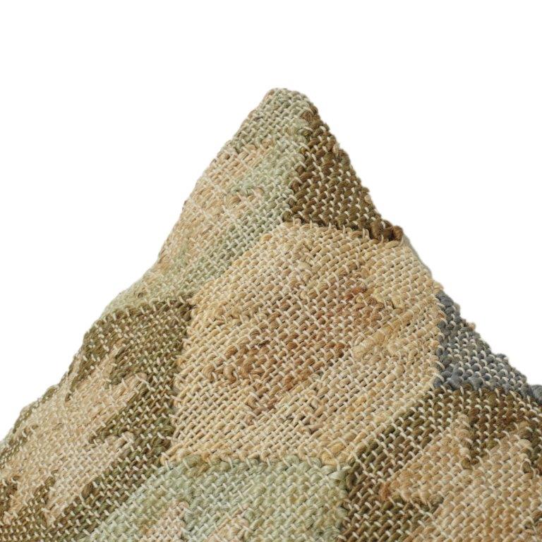 Handwoven Jute Cushion Cover with Textured Geometric Pattern | Natural Rustic Decorative Pillow Cover | 18x18 Inch - Bulk manufacturer & supplier from Panipat, India