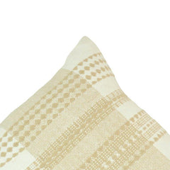 Handwoven Geometric Cotton Cushion Cover – Beige & Ivory Textured Handmade Pillow Cover 45x45 cm