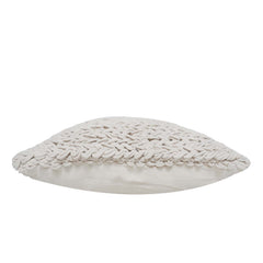 Handmade Chunky Braided Cotton Cushion Cover 45x45 cm | Textured Woven Decorative Throw Pillow Cover | Ivory | Hidden Zipper