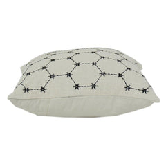 Geometric Embroidered Cotton Cushion Cover | Minimalist Black & Ivory Throw Pillow Cover | 18x18 Inch Modern Home Décor