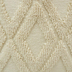 Ivory Tufted Cotton Cushion Cover with Tassels | Geometric Textured Design | 45x45 cm