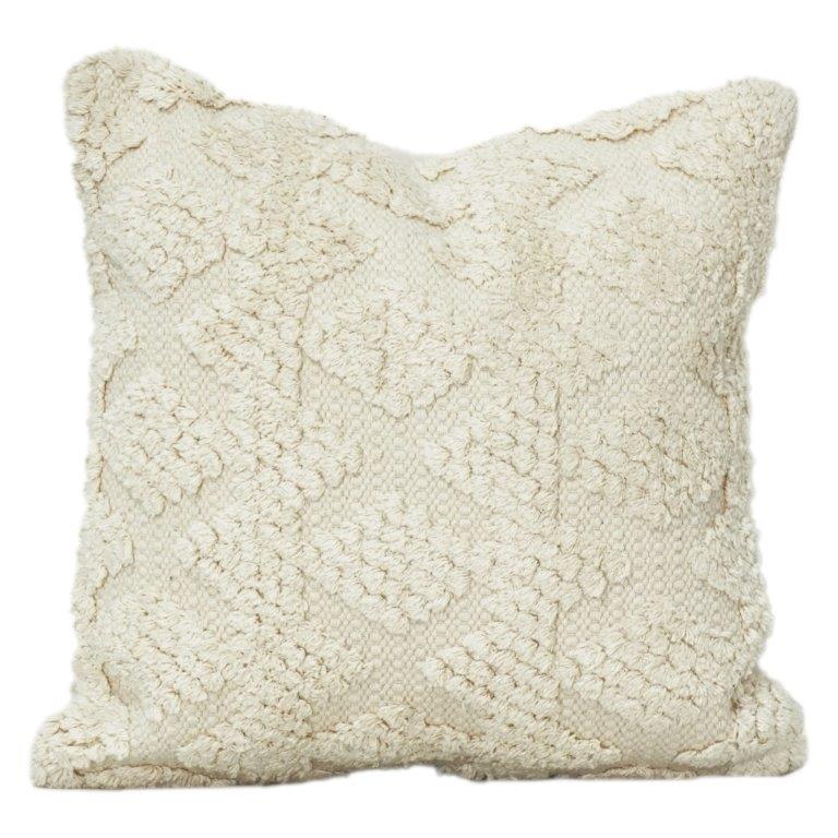 Handcrafted Textured Cotton Cushion Cover 45x45 cm | Neutral Boho Tufted Throw Pillow | Minimalist Home Décor