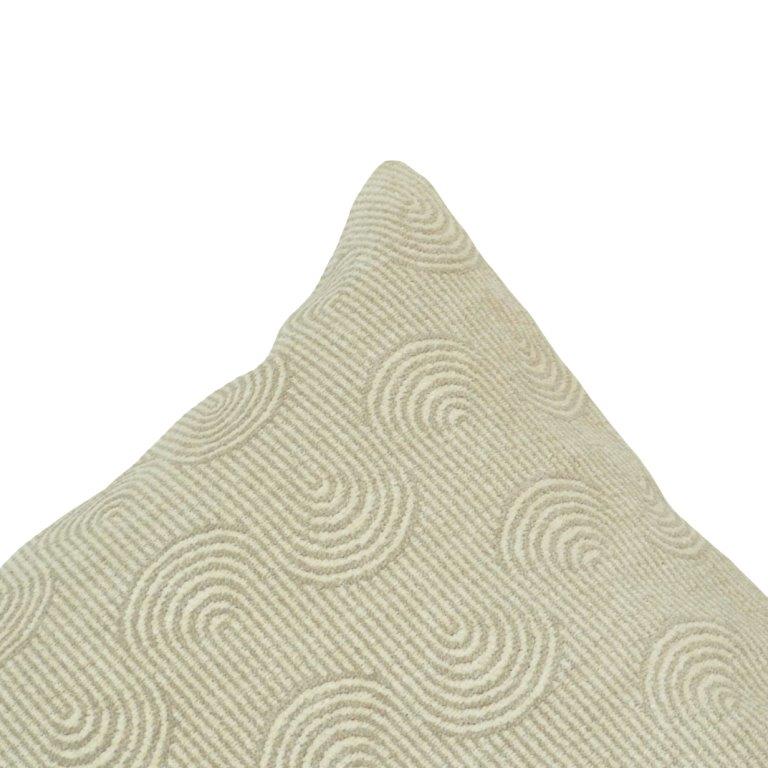 Ivory Jacquard Cotton Cushion Cover 45x45 cm | Geometric Arch Pattern | Textured Decorative Throw Pillow Cover