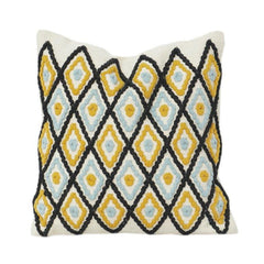 Handgefertigter, diamantbestickter Baumwollkissenbezug 45x45 cm | Geometrisches Boho-Muster | Strukturierter Dekokissenbezug