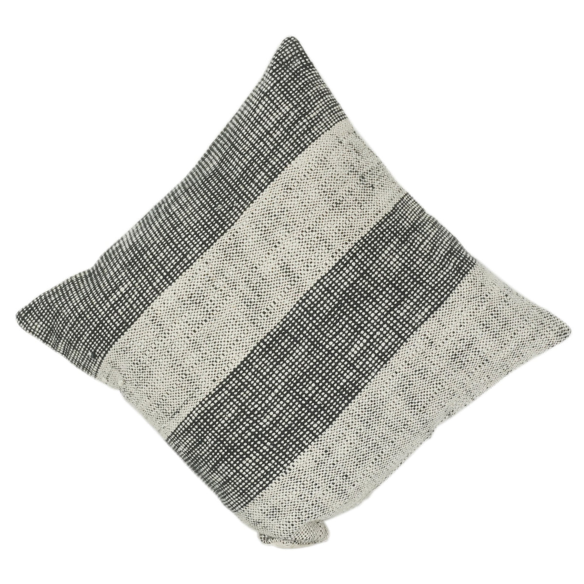 Handwoven Striped Cotton Cushion Cover – Black & Off-White Textured Pillow Case | 18x18 Inch Modern Minimal Décor - Bulk manufacturer & supplier from Panipat, India