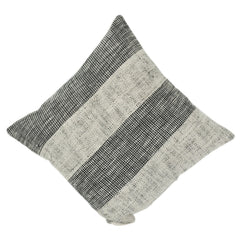 Handwoven Striped Cotton Cushion Cover – Black & Off-White Textured Pillow Case | 18x18 Inch Modern Minimal Décor
