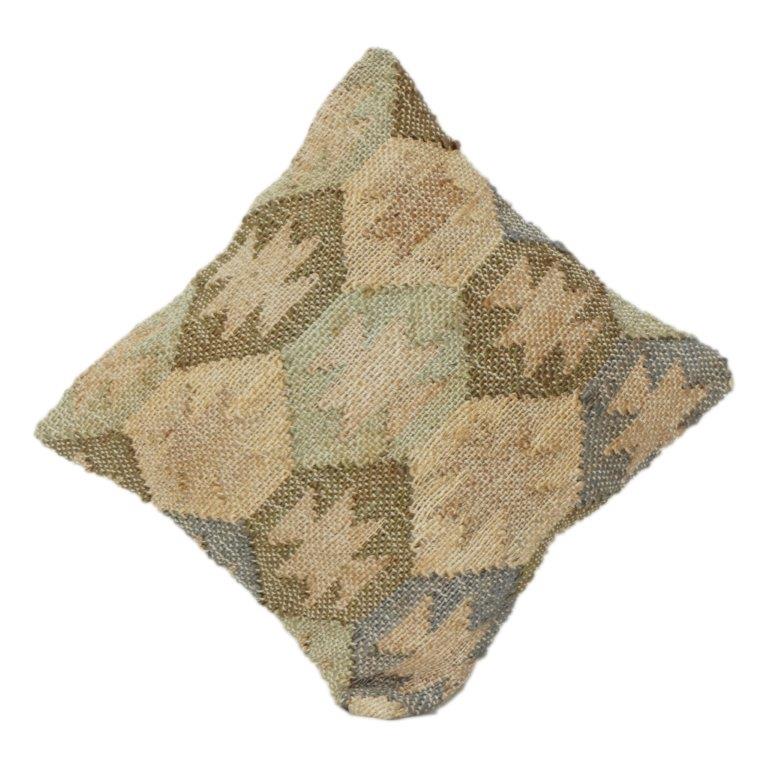 Handwoven Jute Cushion Cover with Textured Geometric Pattern | Natural Rustic Decorative Pillow Cover | 18x18 Inch - Bulk manufacturer & supplier from Panipat, India