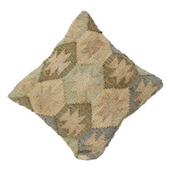 Handwoven Jute Cushion Cover with Textured Geometric Pattern | Natural Rustic Decorative Pillow Cover | 18x18 Inch