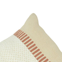 Textured Handwoven Cotton Cushion Cover with Terracotta Stripes | 45x45 cm | Boho Modern Decorative Pillow Cover