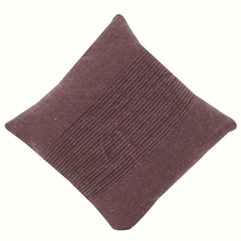 Textured Striped Cotton Cushion Cover | Minimalist Woven Design | Maroon Brown Accent Pillow Cover | 45x45 cm