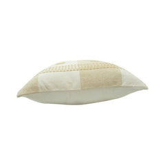 Handwoven Geometric Cotton Cushion Cover – Beige & Ivory Textured Handmade Pillow Cover 45x45 cm