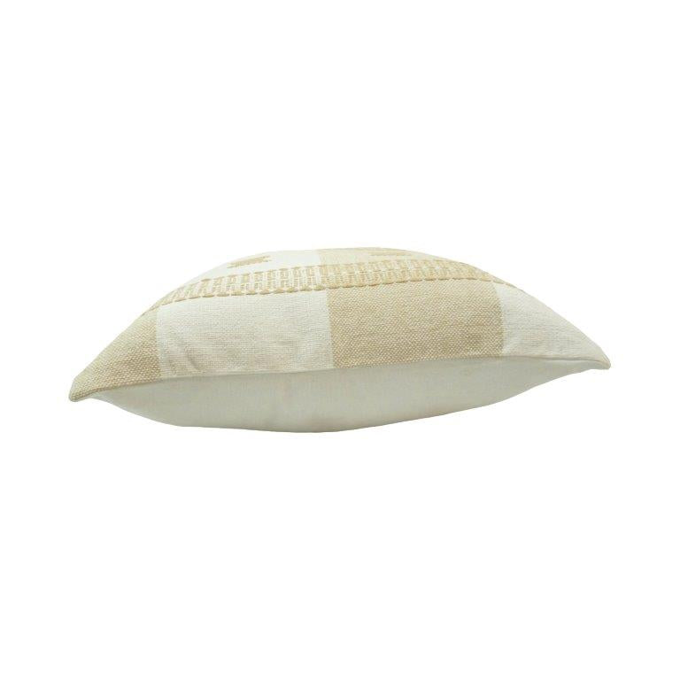 Handwoven Geometric Cotton Cushion Cover – Beige & Ivory Textured Handmade Pillow Cover 45x45 cm