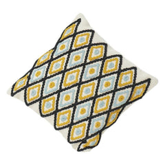 Handgefertigter, diamantbestickter Baumwollkissenbezug 45x45 cm | Geometrisches Boho-Muster | Strukturierter Dekokissenbezug