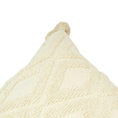 Ivory Tufted Cotton Cushion Cover with Tassels | Geometric Textured Design | 45x45 cm