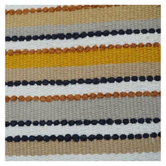 Multicolor Striped Embroidered Cotton Cushion Cover with Tassels | Textured Boho Throw Pillow Cover (18x18 Inch)