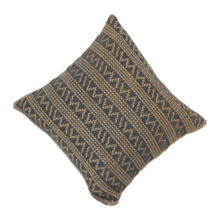 Handwoven Jute Cotton Cushion Cover – Textured Geometric Pattern | Rustic Boho Decorative Pillow Cover (18x18 Inch)