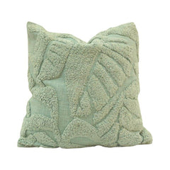 Sage Leaf Tufted Cotton Cushion Cover – 45x45 cm | Textured Botanical Throw Pillow Cover