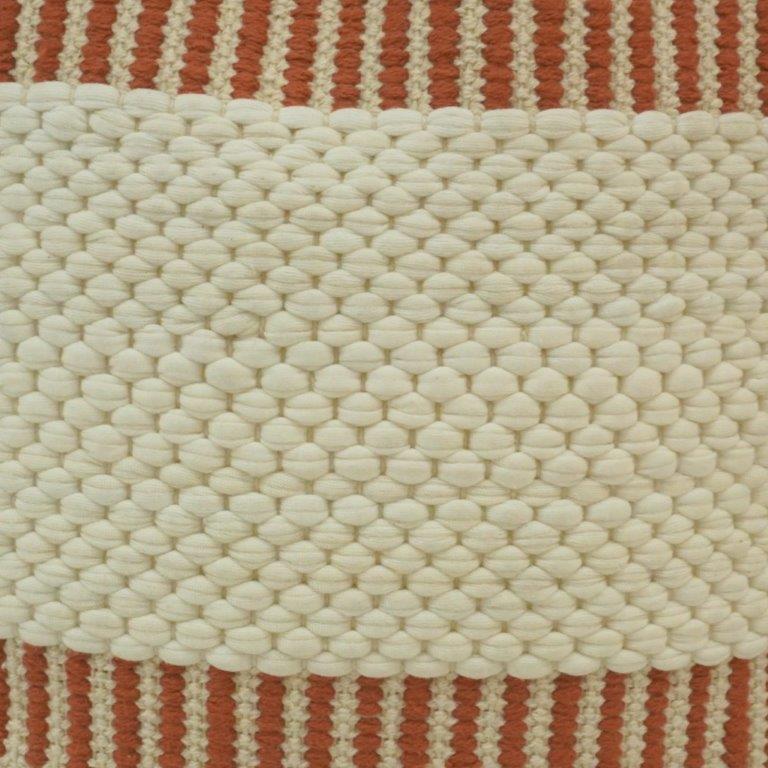 Textured Handwoven Cotton Cushion Cover with Terracotta Stripes | 45x45 cm | Boho Modern Decorative Pillow Cover - Bulk manufacturer & supplier from Panipat, India
