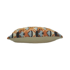 Jaquard Cotton Cushion Cover 45x45 cm – Geometric Woven Decorative Sofa Pillow Cover in Rust & Grey