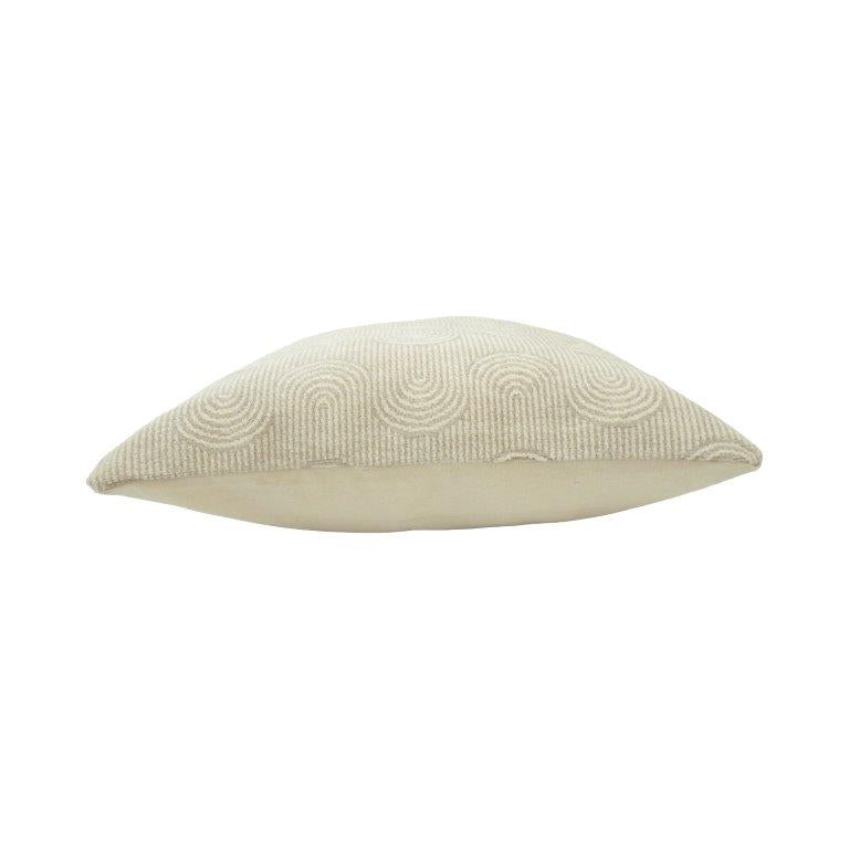 Ivory Jacquard Cotton Cushion Cover 45x45 cm | Geometric Arch Pattern | Textured Decorative Throw Pillow Cover