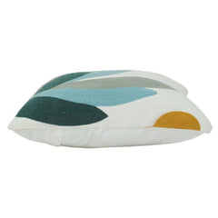 Embroidered Abstract Floral Cotton Cushion Cover 45x45 cm | Modern Decorative Throw Pillow Cover with Hidden Zip