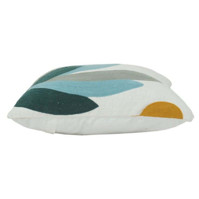 Embroidered Abstract Floral Cotton Cushion Cover 45x45 cm | Modern Decorative Throw Pillow Cover with Hidden Zip