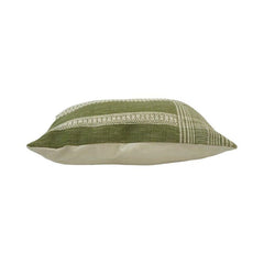 Handmade Olive Green Woven Cotton Cushion Cover – Textured Stripe Lumbar Pillow 35x50 cm