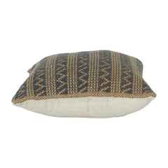 Handwoven Jute Cotton Cushion Cover – Textured Geometric Pattern | Rustic Boho Decorative Pillow Cover (18x18 Inch)