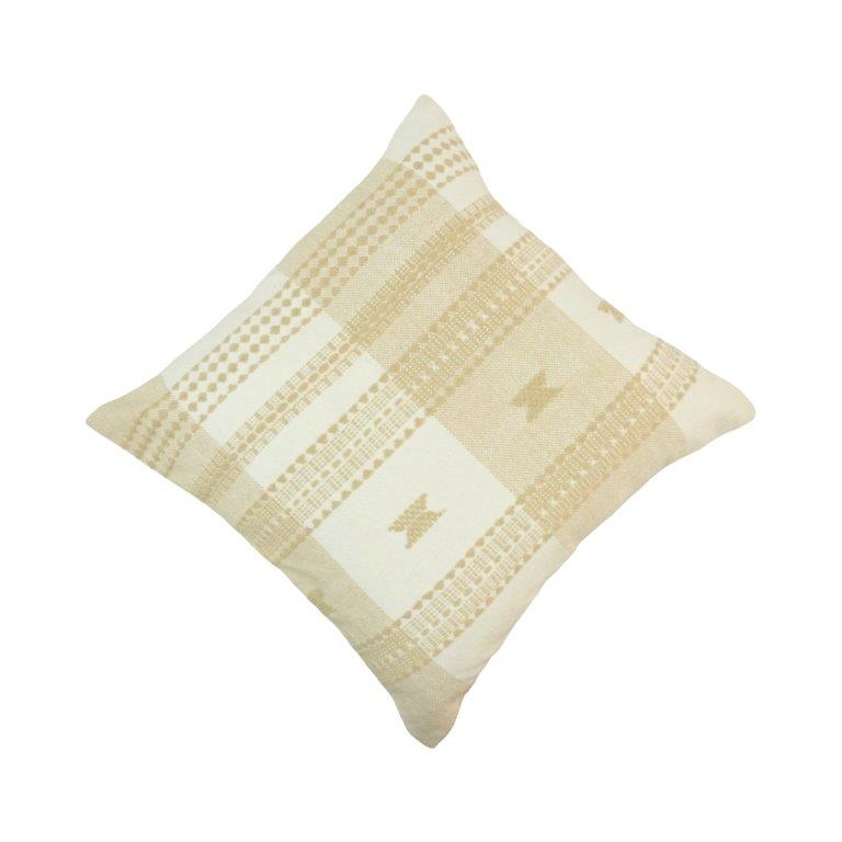 Handwoven Geometric Cotton Cushion Cover – Beige & Ivory Textured Handmade Pillow Cover 45x45 cm - Bulk manufacturer & supplier from Panipat, India