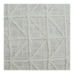 Ivory Geometric Embroidered Cotton Cushion Cover | Textured Minimalist Throw Pillow | 18x18 Inch