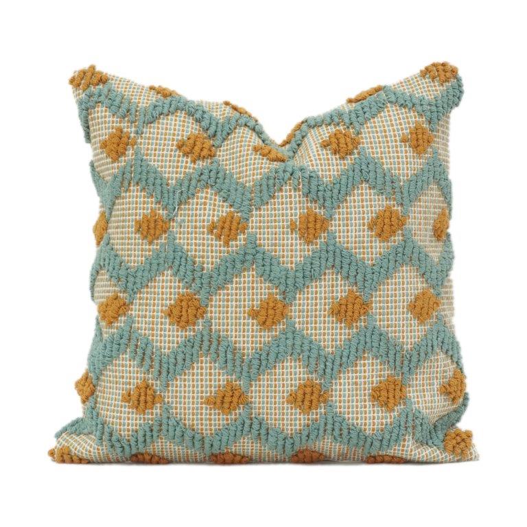 Handgefertigter Baumwoll-Kissenbezug 45x45 cm | Geometrisches florales Tufting-Design | Boho Strukturierter Kissenbezug - Bulk manufacturer & supplier from Panipat, India